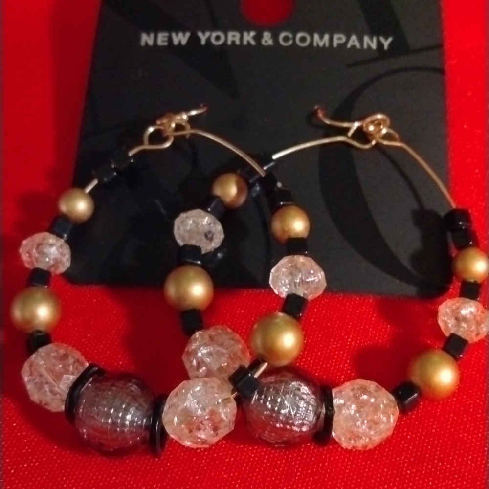 Tone drop earrings w clear stones
